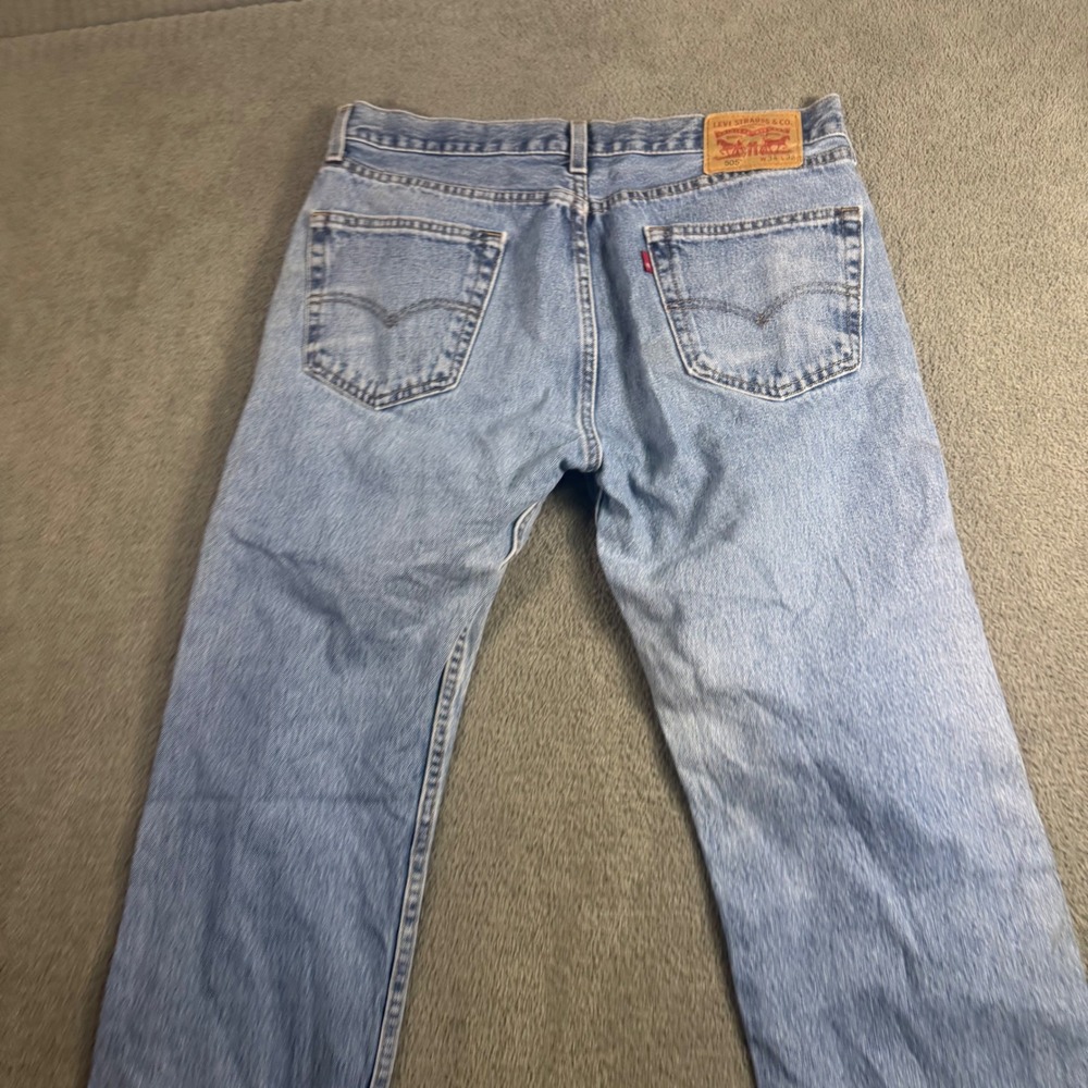 Levis 505 Regular Fit Straight Leg Light Wash Blue Denim Jeans Mens 34x32